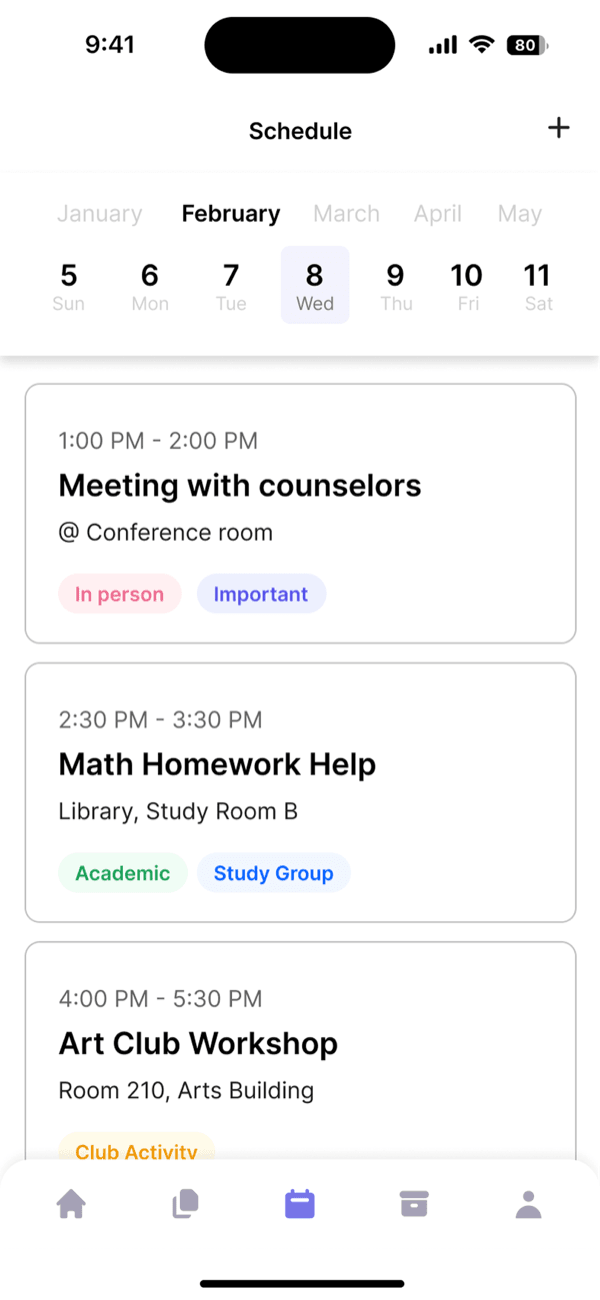 Updated Scope schedule screen